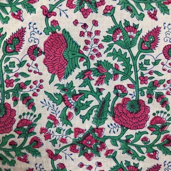 SZ Blockprints Hot Pink Padra Ida Top Size M White Floral - Picture 4 of 9